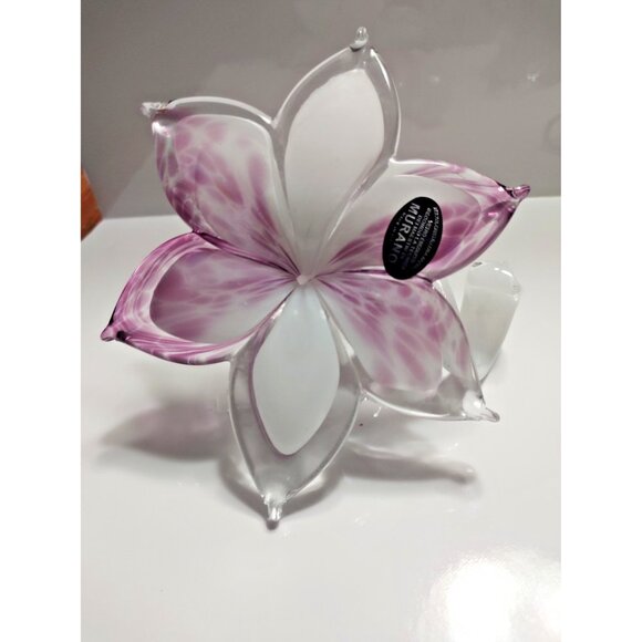 Nuova Cristalleria Arzanese Murano Stile Handblown Glass Flower - Picture 1 of 8